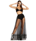 Perspective Of Women's Nightclub Pleated Skirt Lace Sparkling Net Gauze Hip Skirt High Waist Half Skirt-Outfit
