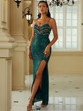 Sequin Spaghetti Strap Split