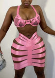 Sexy Hollow Out Bra and Skirt