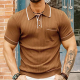 Men's New Summer Knits Clip Short Sleeve Business Polo Shirt Men's