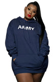 Plus Size Casual Letter Print With Pocket Hoodies
