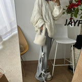 Side Lace Bow Tie Baggy Sweatpants-Outfit