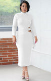 Turtleneck Cut Out Mature Midi
