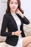 Fashion Women Elegant Long Sleeve Single Button Blazer Jacket Casual Solid Female Lady Office Blazer Outwear Coat