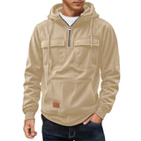 Men's Casual Coat Hooded Autumn And Winter Tunic Station Multi-Pocket