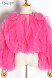 Elegant Patchwork Ruffle Chiffon Blouses Women O Neck Lantern Long Sleeve Loose Shirt Female Clothes Fashion Summer 2023