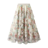 Splicing Color Flower Mesh Dress Dress Girl 2025 Spring Court Style Temperament Cake Skirt