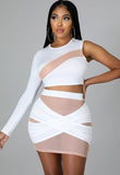 Sexy Contrast Tape One Shoulder Bodycon
