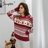 Christmas red long sleeve women casual sweater autumn winter Animal design female pullover Fashion knitted sweater