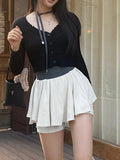 Preppy Korean Style Pleated A-line Skirt with shorts Low Waist Casual All-match Harajuku Chic Mini Skirts Y2K New