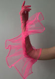 Solid Color Mesh Transparent Over Finger Fashion Gloves 319-1-Outfit