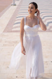White Push Up Strap Long Bridemaid Wedding