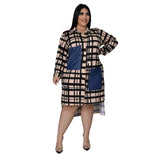 Plus Size Dresses Women 2022 Wholesale Buttons Casual Long Sleeve Loose Office Lady Plaid Shirt Midi Dresses