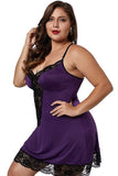 Sexy Plus Size Straps V Neck With Lace Mini Dress