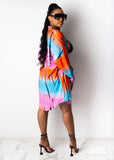 Casual Print Colorful Shorts and Matching Blouse 2PC