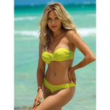 Sexy Bandeau Bikini Women Push Up Swimwear Female Solid Two Pieces Bikini Set Bather Bathing Suits Beach Wear Swimming