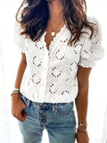Years Of Summer French Small Hollow Lotus Side Collar Single Buckle Commuting Temperament