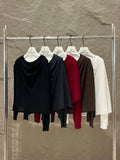 Xixi 2025 Autumn New Black Standard Loose Long-Sleeved Neck Cape Knitted Woolen Woman