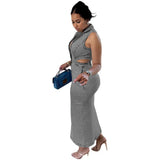 Women's Autumn And Winter New Street Fashion Single Buckle With Sleeveless Neck Elastic