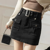 Denim Short Skirt Women Spring And Summer Retro Temperament A-Word Skirt High Waist Slim Slim Skinny Ass Skirt