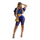 Short Crop T-Shirt Mesh Shorts Two-Piece