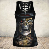 Skull Print Tank Top Women Halloween Cotton Sleeveless Tee Shirt Workout Black Vest
