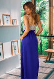Printed Sweet V-neck Sleeveless Stripe Belted Maxi