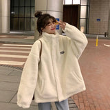 Women Winter White Jacket Faux Lamb Fur Kawaii Coat Lamb Women Teddy Fur Coat Fleece Original Parkas Plus Size Hoodies