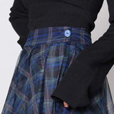 Hit Color Casual Patchwork Mesh Women's Skirts High Waist Plus Size Loose Plaid Skirt Female 2023 Autumn Clothing