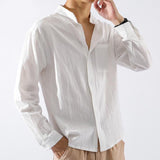 Shirt Men's Long-Sleeved Autumn Chinese Style Men's Shirt Loose Men's Coat Cotton And Linen Casual Blouse-Outfit
