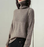 Turtleneck Knitted Sweater Women Solid Winter Thicken Jumper Ladies Casual Tops Oversize Korean Bottoming