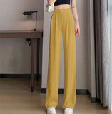 Toloer Pants Female Spring And Autumn 2024 New High Waist Hanging Feeling Loose Straight Leg Hanging Feeling Wide Leg Pants Large Size Pink Casual Pants-Outfit
