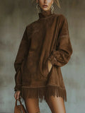 New High-Neck Loose Pocket Tuxedo Long-Sleeved Idling