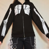 Y2K Gothic Sweatshirt Oversized Hoodie Women Autumn Zip Up Long Sleeve Coat Top Female 90S Vintage E-Harajuku Grunge
