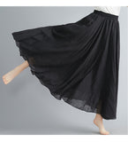 Women's Literature And Art Large Cotton Tamples Skirt Tight Waist A-Shaped Skirt Long Solid National Style Skirt 24