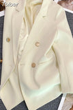 Women Fashion Long Sleeve Chic Blazer Business Single-breasted Notched Temperament Outerwear Design Style Lapel