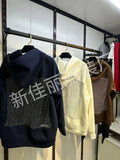 Autumn And Winter New Women's Fashion Pure Color Bare Back Hollow Net Hoodie