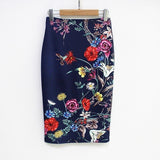 Waist Floral Print Skirts Vintage Elegant Office Lady Bodycon Skirt 2019 Women Summer Pencil Skirt Korean