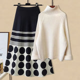 Korean Version Of The Suit Women's 2025 Autumn And Winter High-End Relaxation Knitted Sweater Half-Dress
