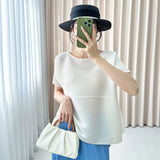 Folded Round Collar Folding Top In The Long Loose Thin Irregular Spring Blouse Summer Design