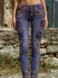 Women's Jeans Women's Trousers Color Flowers 3D Three-Dimensional Printed