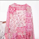 New Quilt Printed Loose Mini Dress 5029151-Outfit