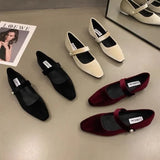 Retro With Skirt Velvet Mary Jane Women's Shoes Spring 2025 New Evening Wind Gentle Low Heel Single