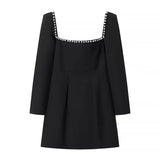 Women's Autumn And Winter New Diamond-Sleeved French Waist-Sleeved Velvet Mini