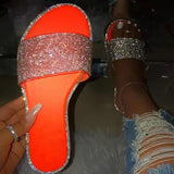 Slippers Women Summer Sandals Fashion Bling Candy Color Flip Flops Beach Diamond Flat Slippers Outdoor Slide