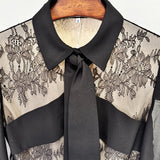 Spring And Summer New Star Fashion Lace Splicing 100-Folded Dress And Floor Long