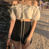 Women High Waist Solid Shaped Summer Korean Style All-match Ins Sexy Slim Hot Short Streetwear Harajuku Ulzzang