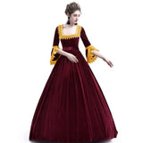 Autumn And Winter Dress High-End Solid Color Medieval Court High-Waisted Dress-Outfit