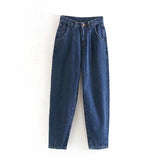 Jeans Women 2021 Loose Casual Harem Pants Boyfriends Mom Jeans Streetwear Denim Pants Pleated Trousers Slouchy