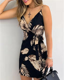 Summer New Wishv Collar Printed Lace-Up Sexy Dress Spot For Women-Outfit